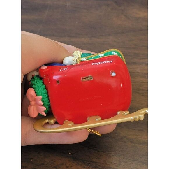 Our first Christmas together snowman AS IS sled ornament Xmas decor - Picture 3 of 4